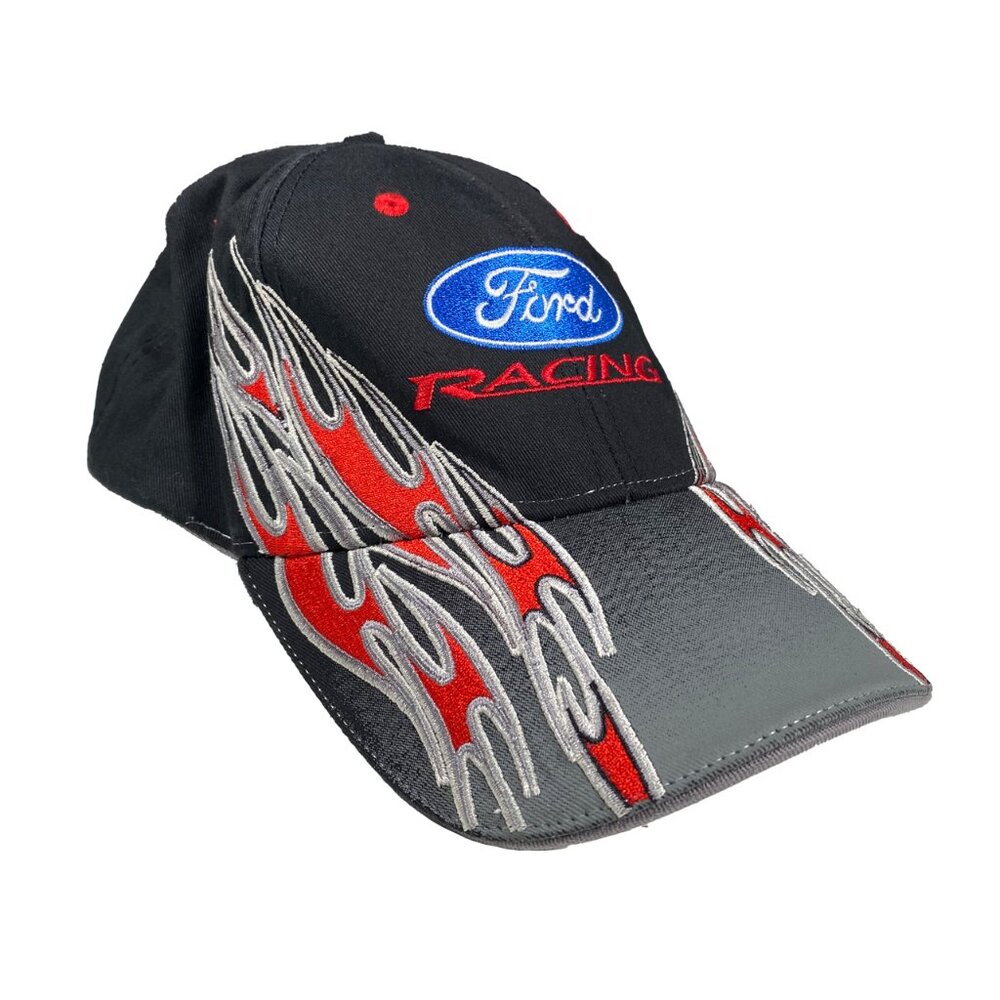 Vintage Y2K Ford Racing Embroidered Strap Back Hat Black mens OS